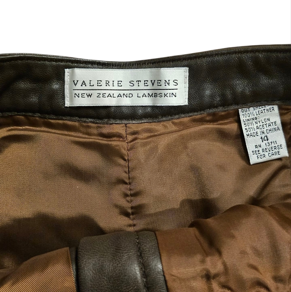 Valerie Stevens Dark Brown Leather Pants.
